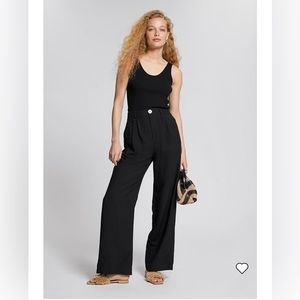 & Other Stories Black Wide High Waist Linen Trousers / Pant